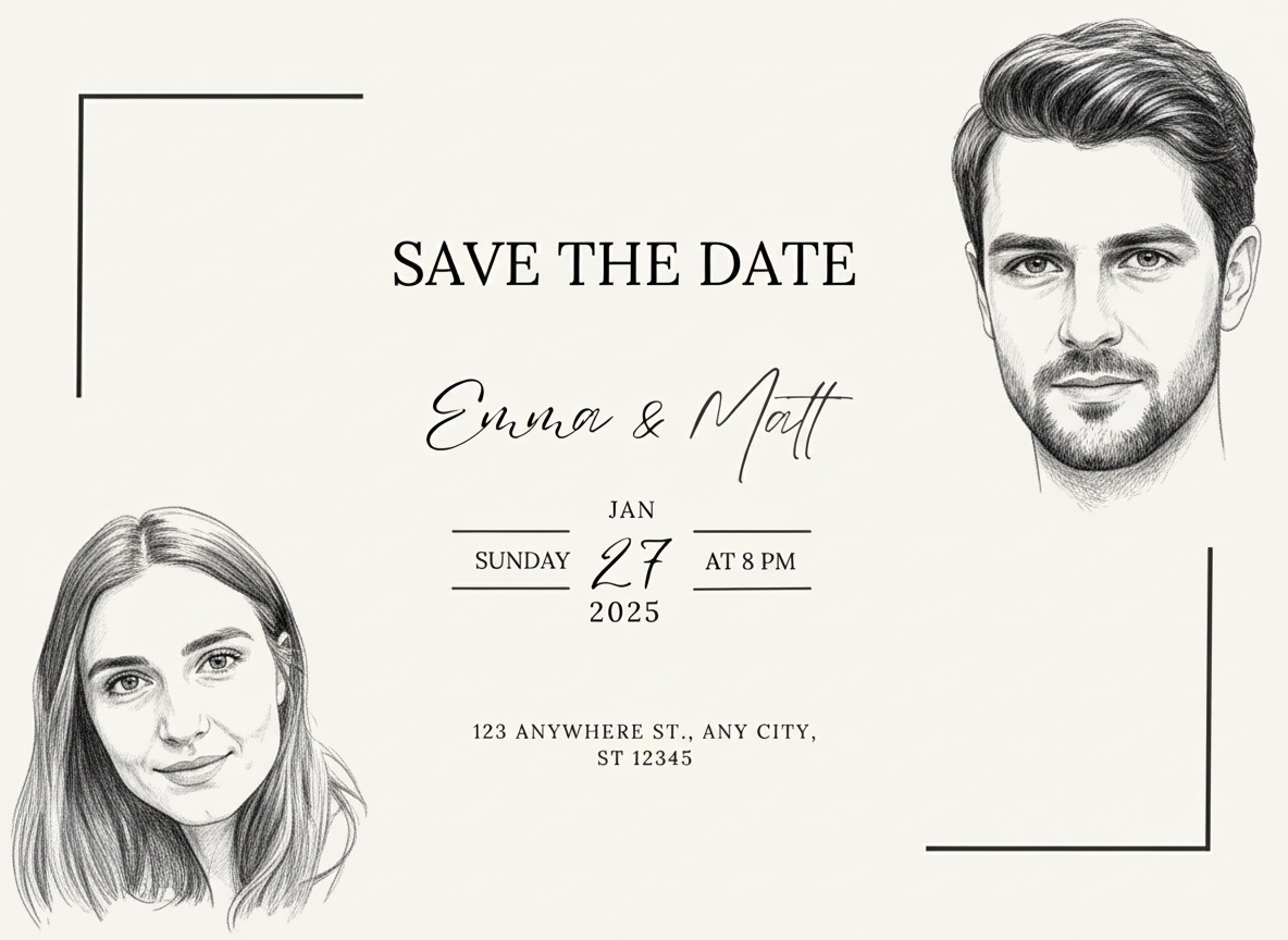 invitation with couple added